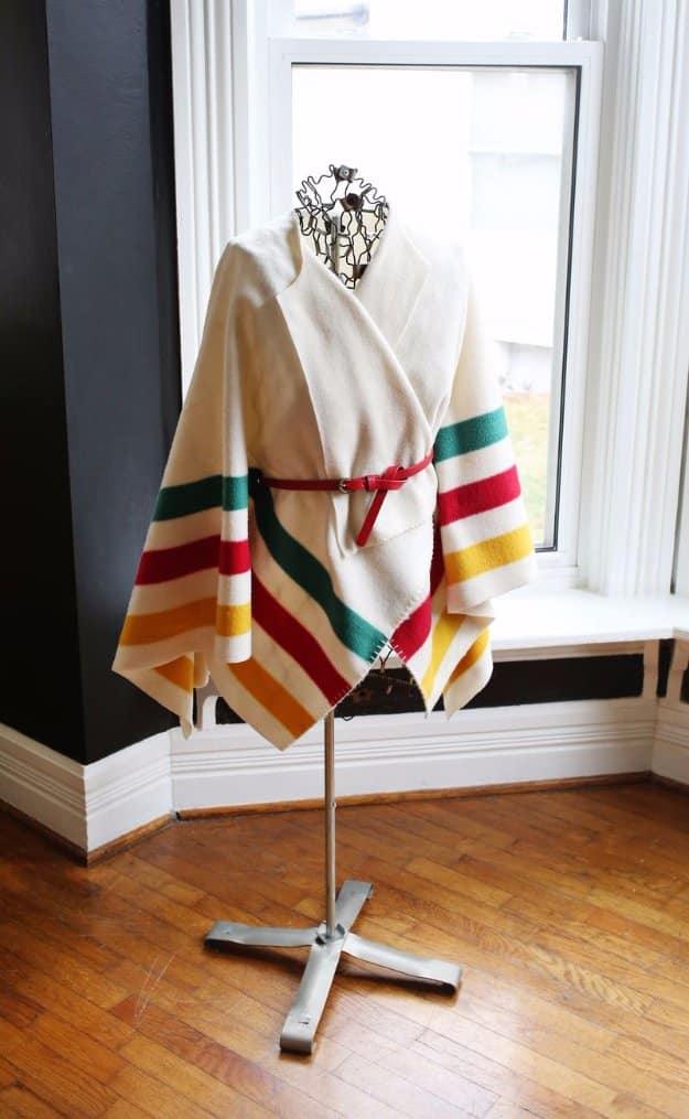 DIY Sweater Wrap, an easy sewing project for women to try and a creative way to use up fabric scraps