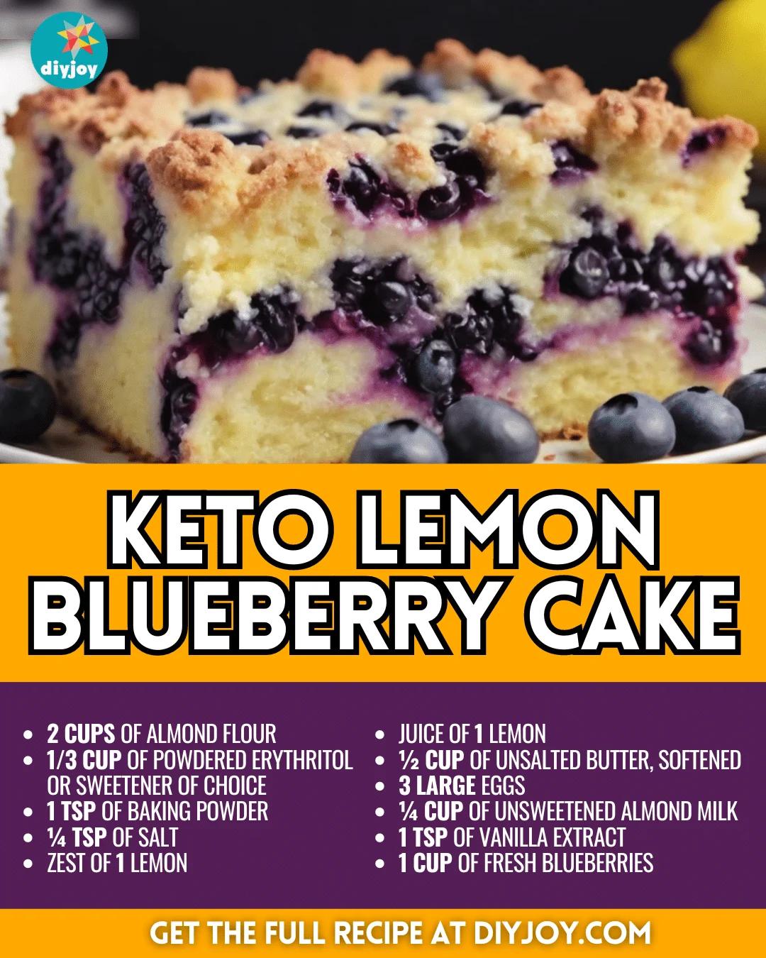 Easy Keto Lemon Blueberry Cake Recipe