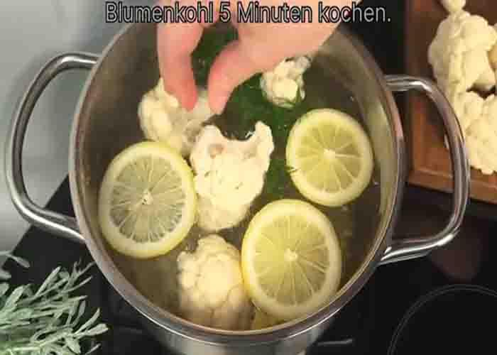 Boiling the cauliflower before roasting