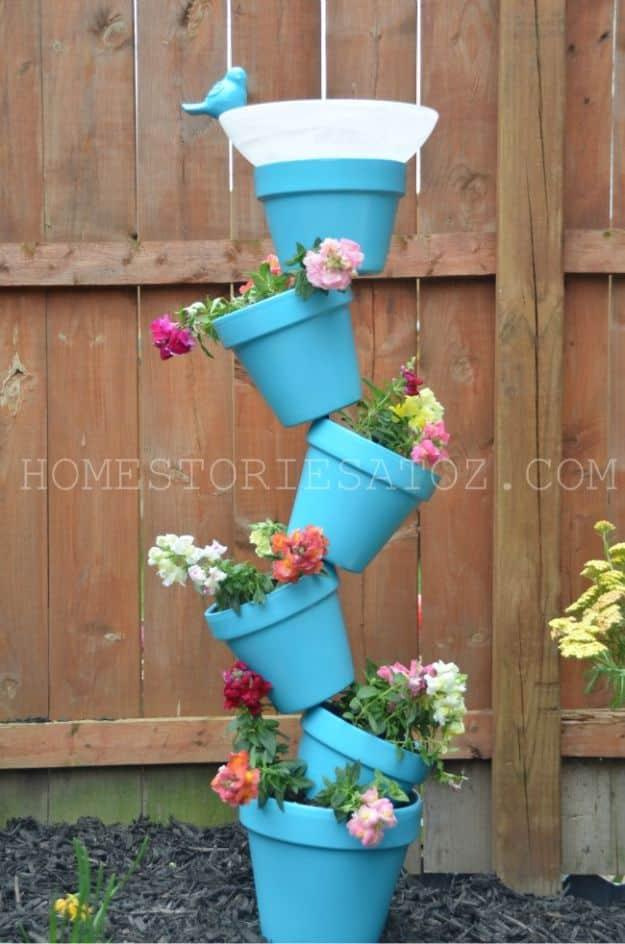 DIY Ideas for Clay Pots - DIY Garden Planter and Birdbath - Cute Gardening Projects Tutorials for Decorating Pots - Pretty Rustic and Farmhouse Planters for Cheap Home Decor