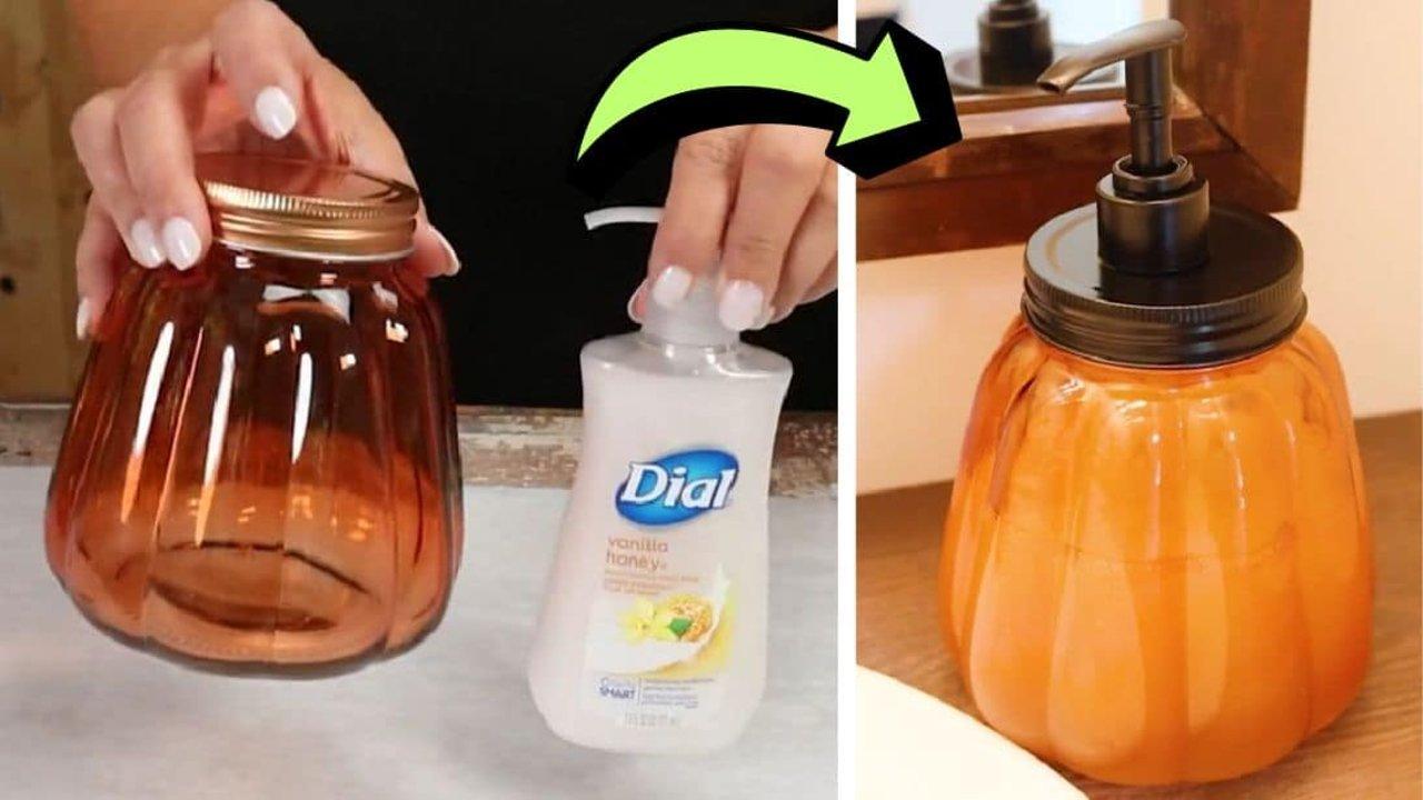 Dollar Tree DIY Pumpkin Soap Jar