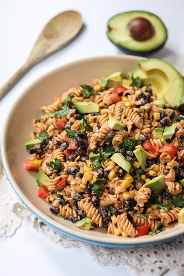 Healthy Lunch Ideas for Work - Healthy Southwest Pasta Salad with Chipotle-Lime Greek Yogurt Dressing - Quick and Easy Recipes You Can Pack for Lunches at the Office - Lowfat and S