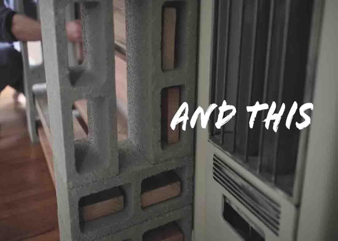 Assembling the cinder block shelf