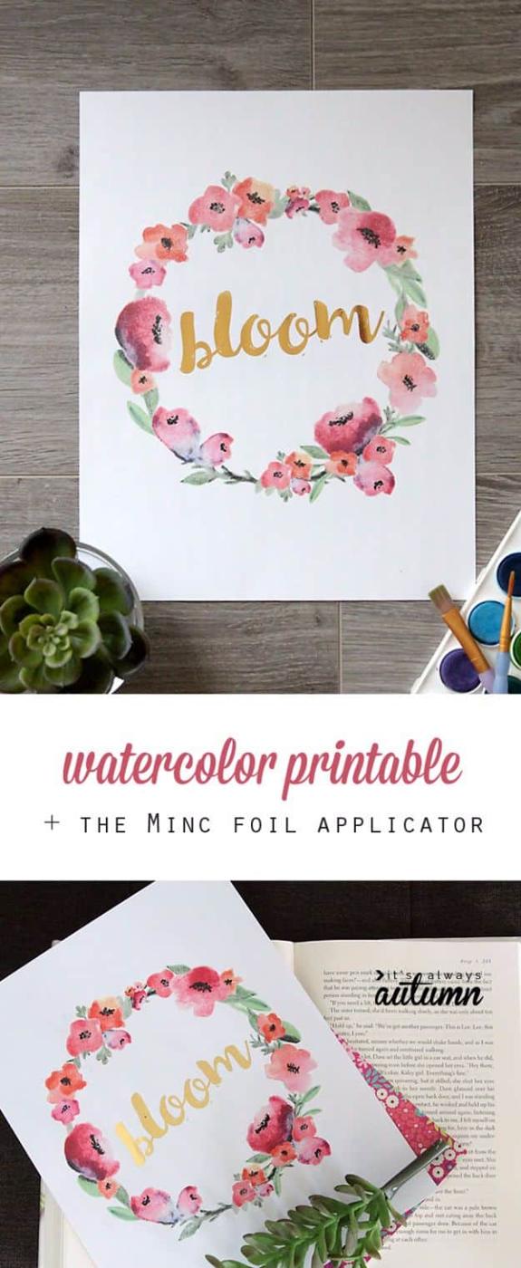 Free Watercolor Printable and Minc Gold Foil, cheap enough to frame without a special trip to the store