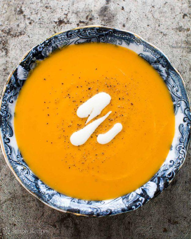 Sweet Potato Recipes - Creamy Sweet Potato Soup - Easy Recipe Ideas for Sweet Potatoes in the Crockpot, Casserole Dishes, Baked, Mashed, Candied and Roastedd - Healthy Versions of