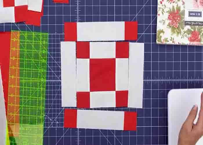 Assembling the Irish change quilt block