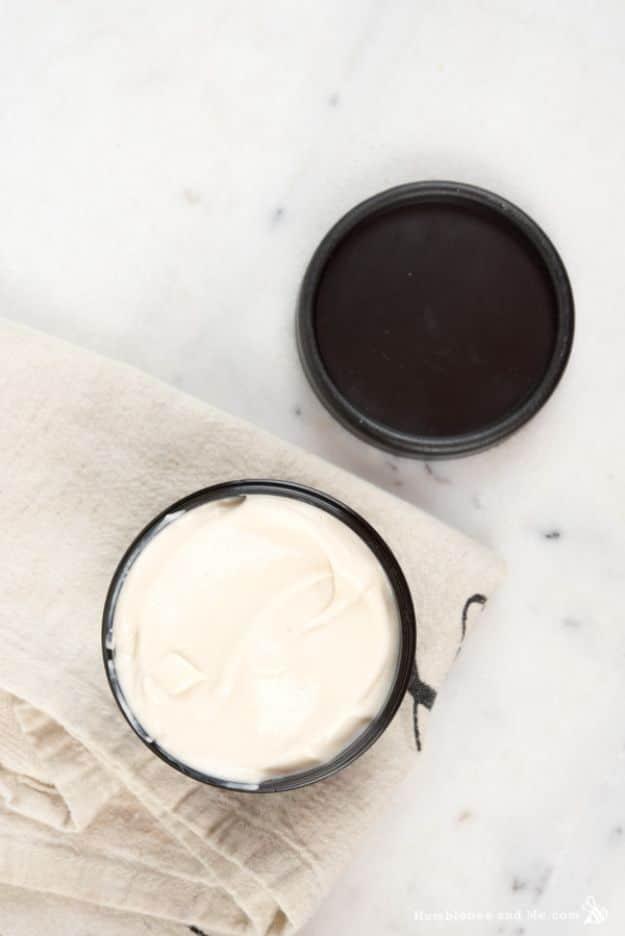 Heavenly Cocoa Lotion, a natural skincare formula, quick to mix with nothing more than a bowl and a spoon