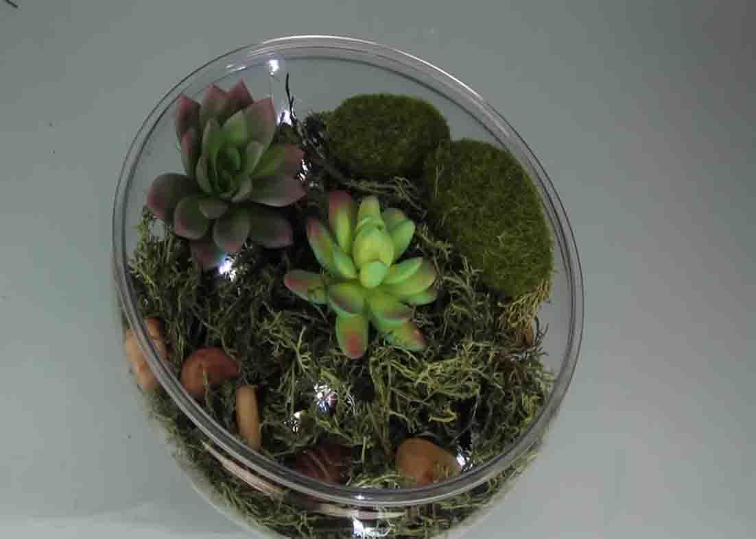 Finishing up the DIY Dollar Tree light-up terrarium