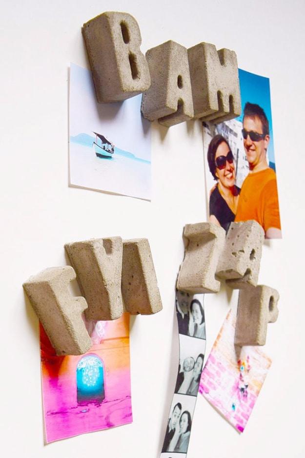 DIY Projects Made With Concrete - DIY Concrete Letter Magnets - Quick and Easy DIY Concrete Crafts - Cheap and creative countertops and ideas for floors, patio and porch decor, tab