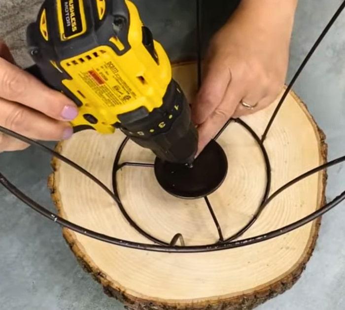 DIY Side Table Using an Old Lampshade Project