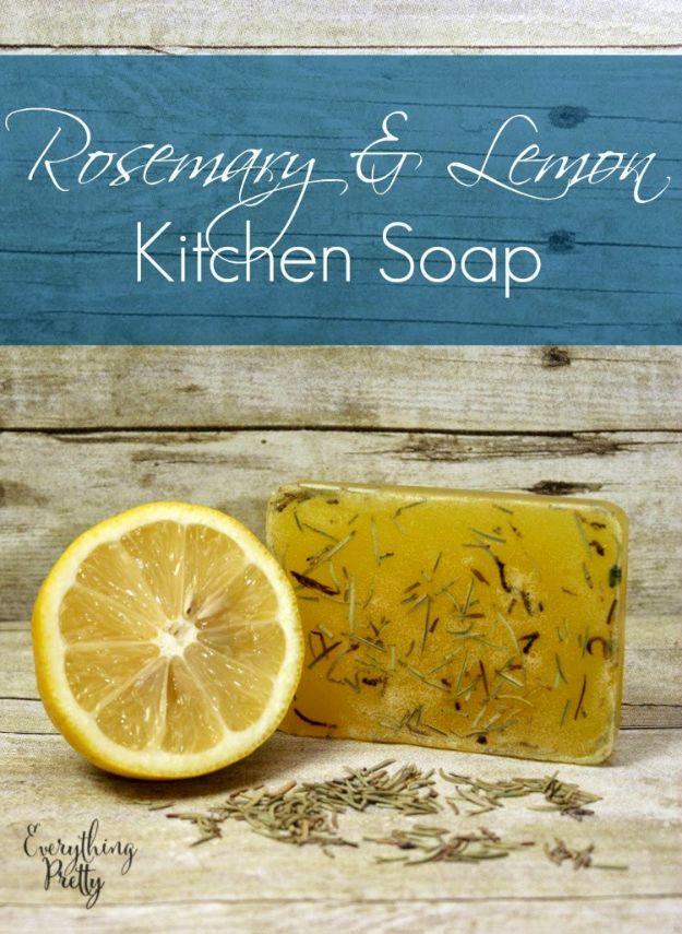 Rosemary Lemon Kitchen Soap, a handmade bath product, easy to scale up for a whole batch and a keepsake worth handing down