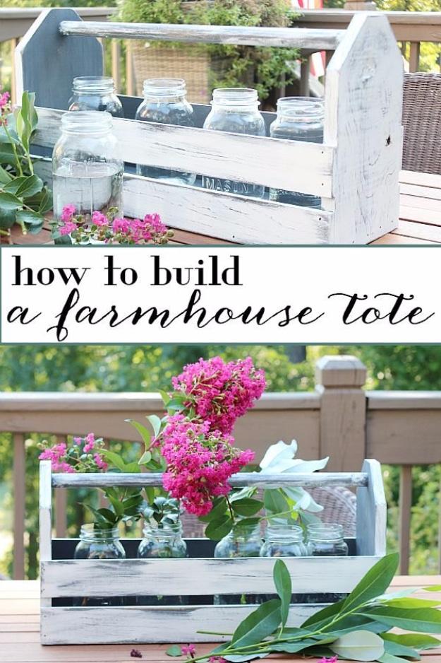 Farmhouse Wood Tote Centerpiece, a charming reclaimed touch, and charm that fits right into an existing room