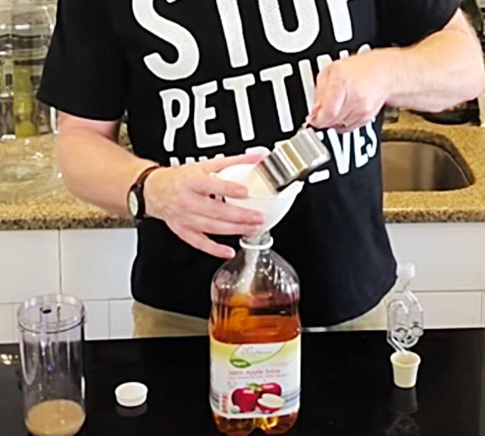 Homemade hard cider from plain apple juice