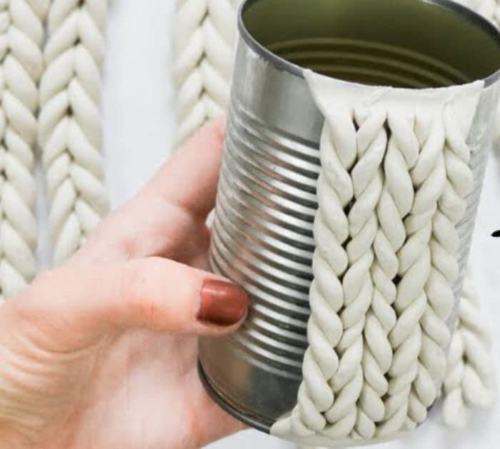 How to Make a Chunky Knit Planter from a Tin Can Project