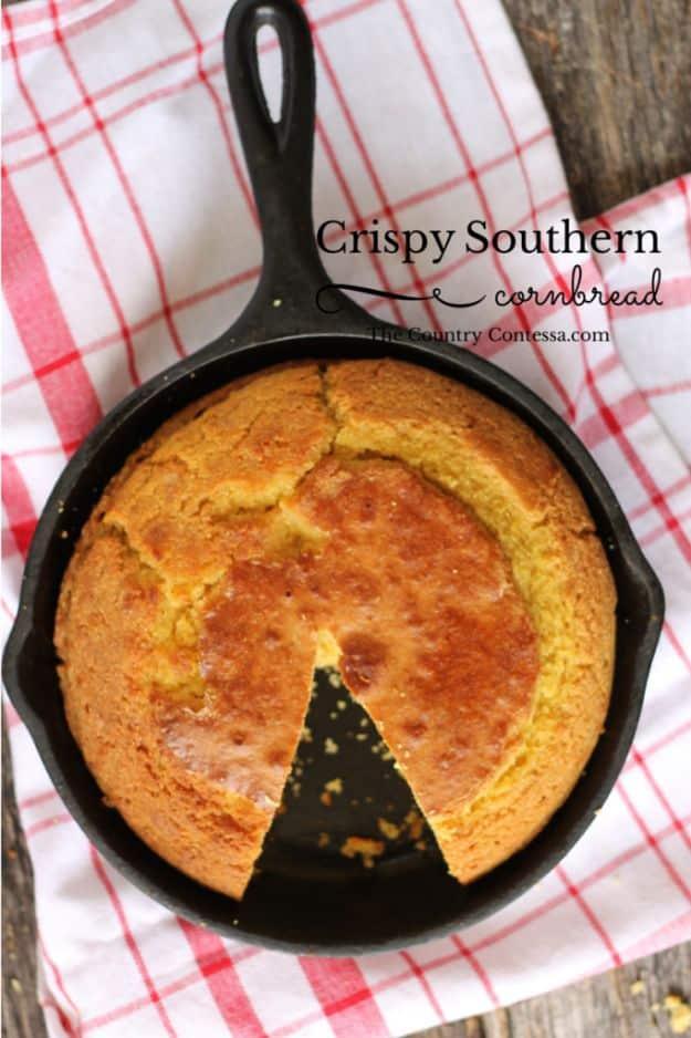 Best Country Cooking Recipes - Crispy Southern Cornbread - Easy Recipes for Country Food Like Chicken Fried Steak, Fried Green Tomatoes, Southern Gravy, Breads and Biscuits, Casser
