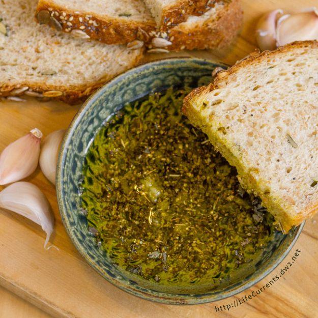 Garlic Dipping Oil With Dried Herbs, quick enough to finish before nap time and a detail guests always ask about