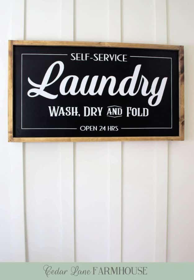 DIY Farmhouse Laundry Sign, quick enough to finish before nap time and warmth that a plain corner was missing
