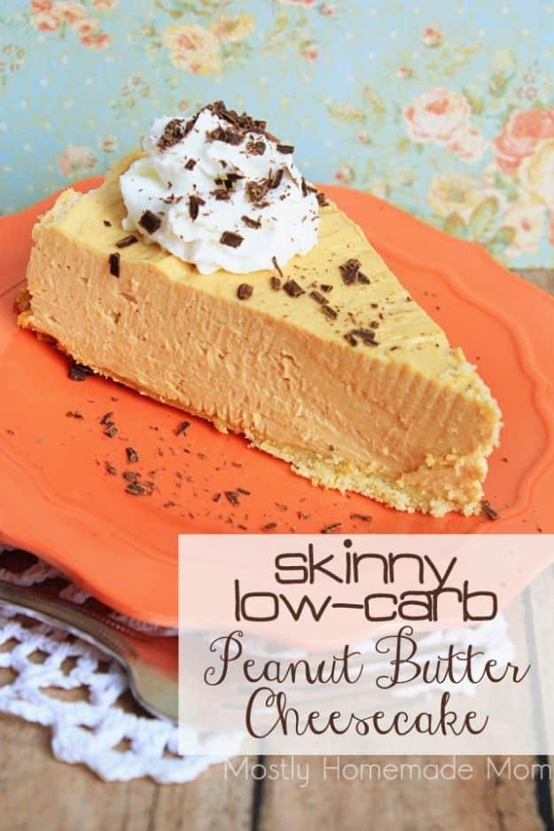 Low Sugar Dessert Recipes - Skinny Low Carb Peanut Butter Cheesecake - Healthy Desserts and Ideas for Healthy Sweets Without Much Sugar - Raw Foods and Easy Clean Eating Dessert Ti
