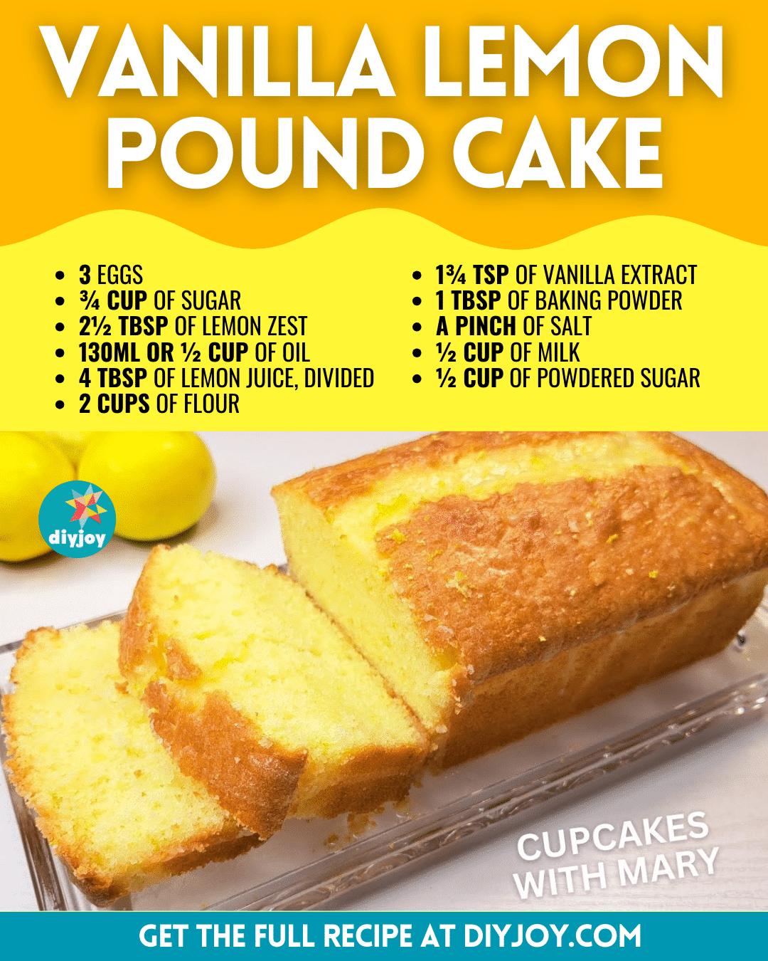 Moist Vanilla Lemon Pound Cake Recipe