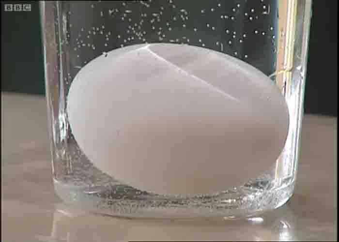 Sinking the egg to know if it's fresh
