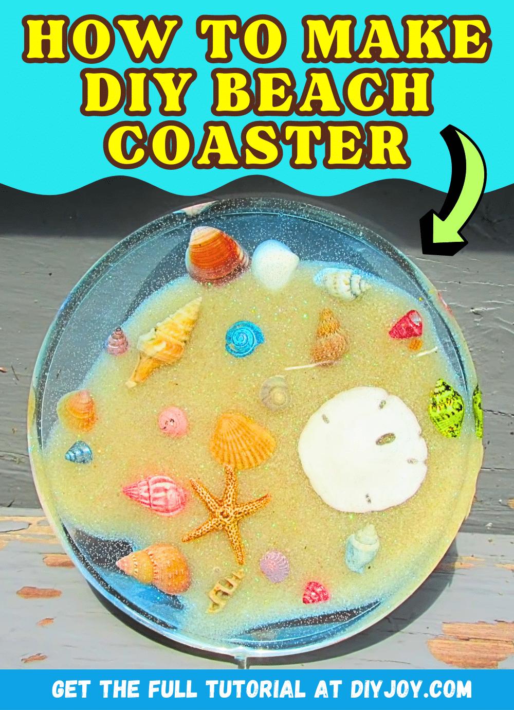 Easy DIY Beachy Seashell And Sand Coaster Tutorial