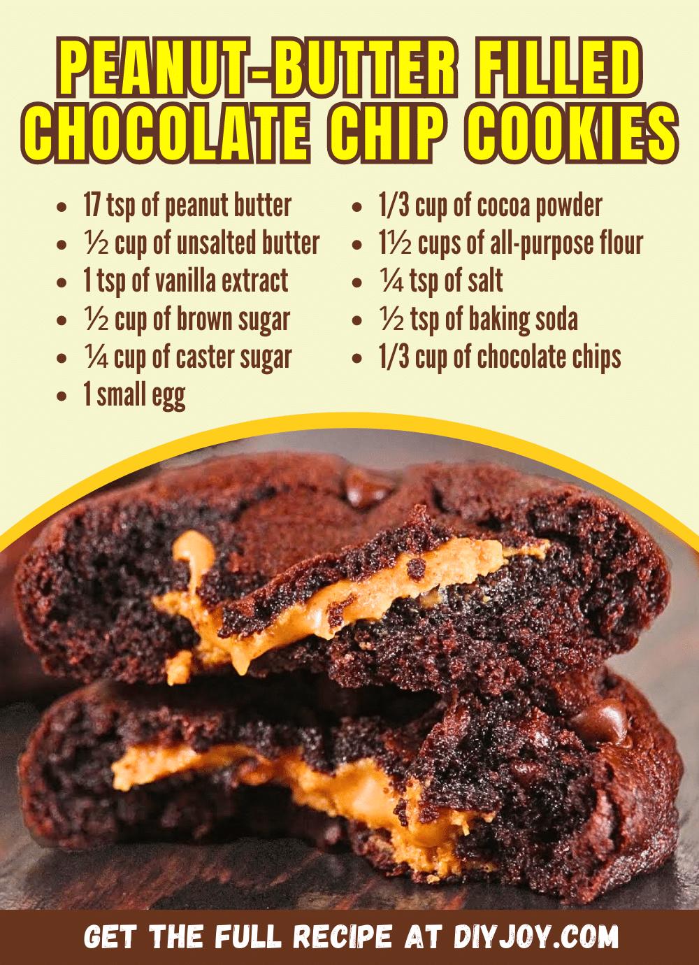 Easy Peanut-Butter Filled Chocolate Chip Cookies Recipe
