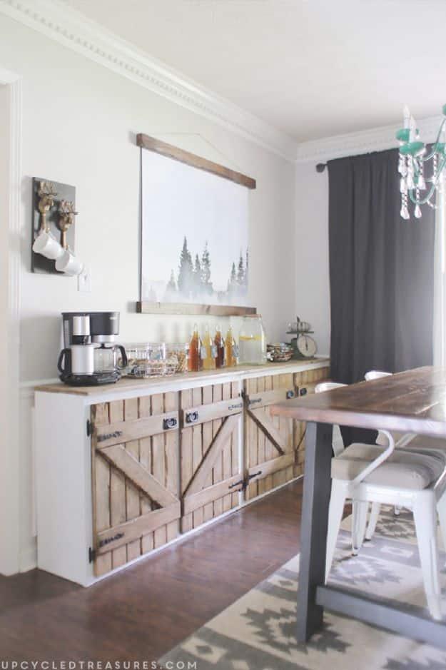 Upcycled Barnwood Style Sideboard, a budget storage upgrade, straightforward enough to teach a roommate in one go