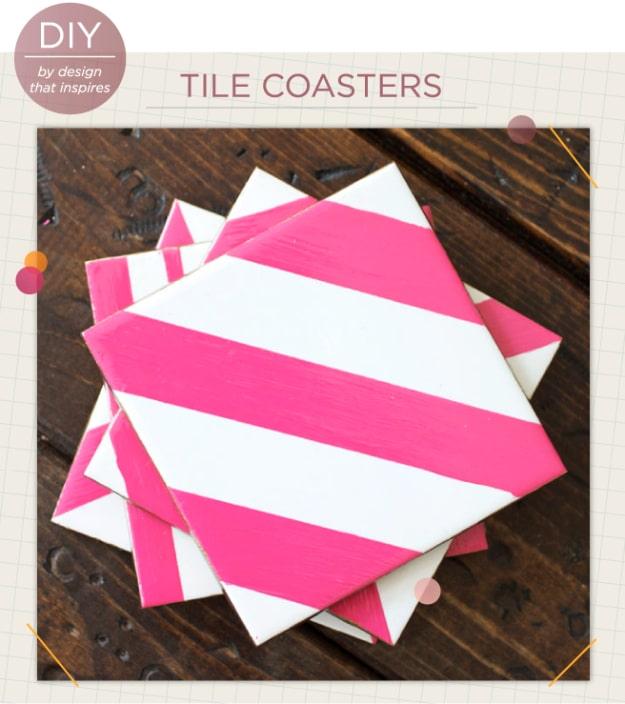DIY Tile Coasters, a handmade tabletop find, low effort once the supplies are laid out and a detail guests always ask about