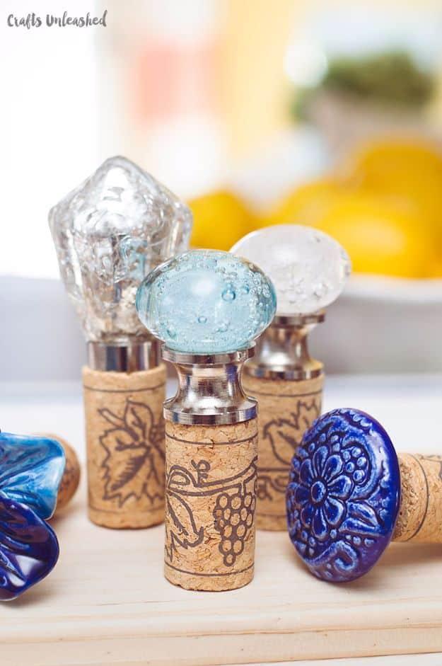 DIY Wine Stoppers, quick enough to finish before nap time and warmth that a plain corner was missing