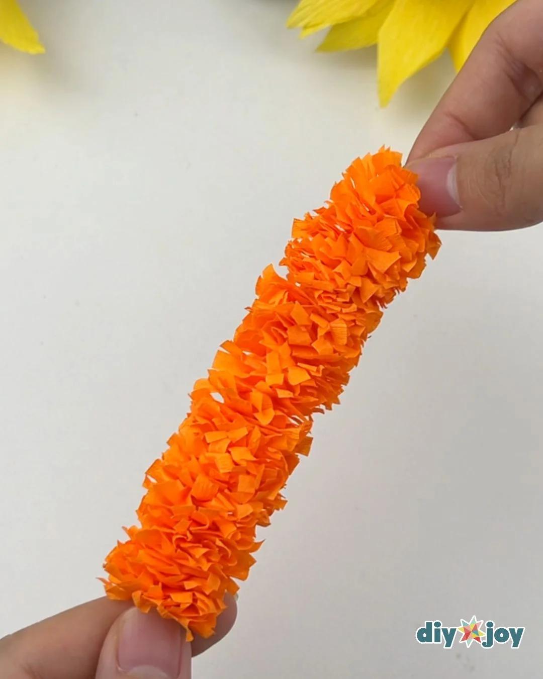 Marigold Garland Using Crepe Paper Streamers - crepe paper crafts