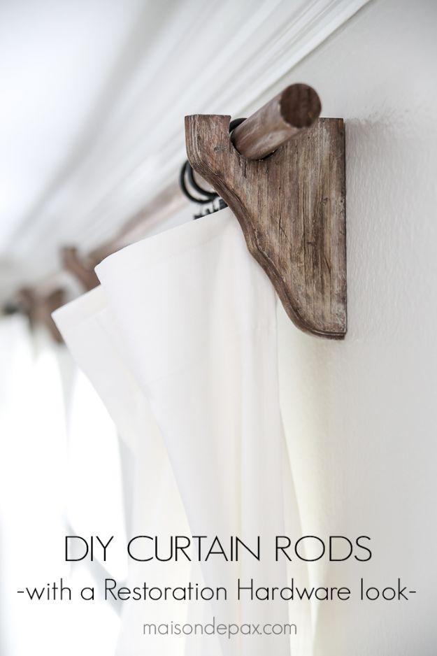 Restoration Hardware Inspired DIY Curtain Rods, a farmhouse decor idea, and a satisfying finish for not much work