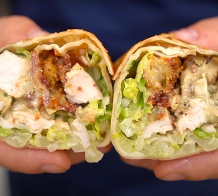 Easy to Make Chicken Caesar Salad Wrap with Delicious Dressing