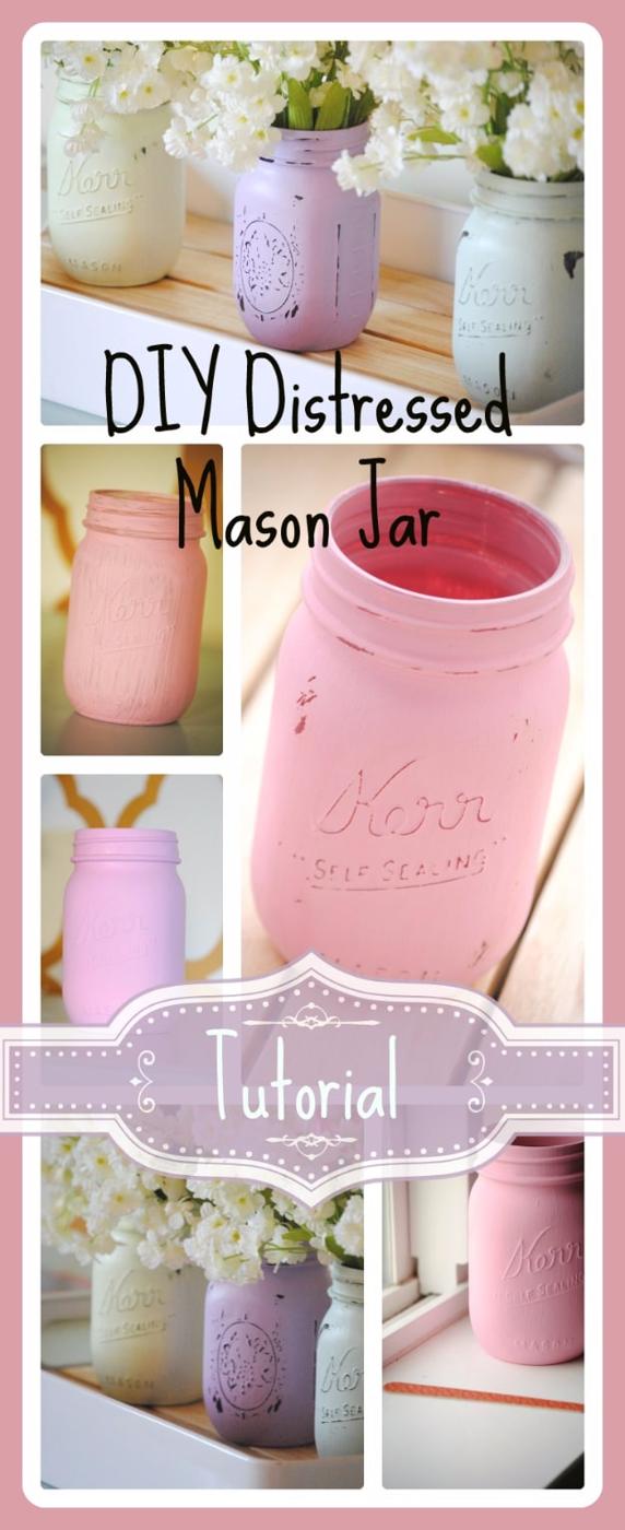 DIY Distressed Mason Jar, a fun weekend craft with a jar and a few extras and an easy project ready in under an hour