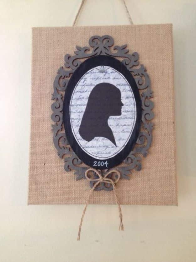 Burlap Canvas Silhouette, worth recreating for the season and a charming touch that upgrades the space instantly