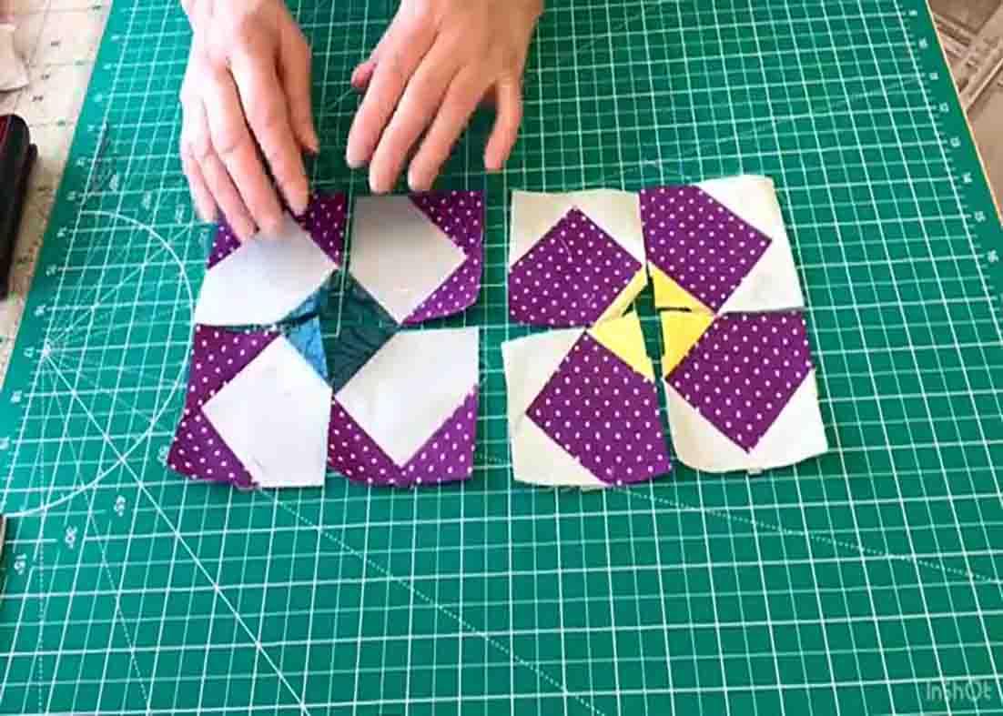Assembling the flower patchwork quilt block