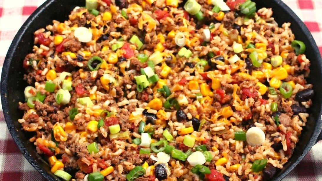 Easy Tex-Mex Ground Beef Skillet Recipe