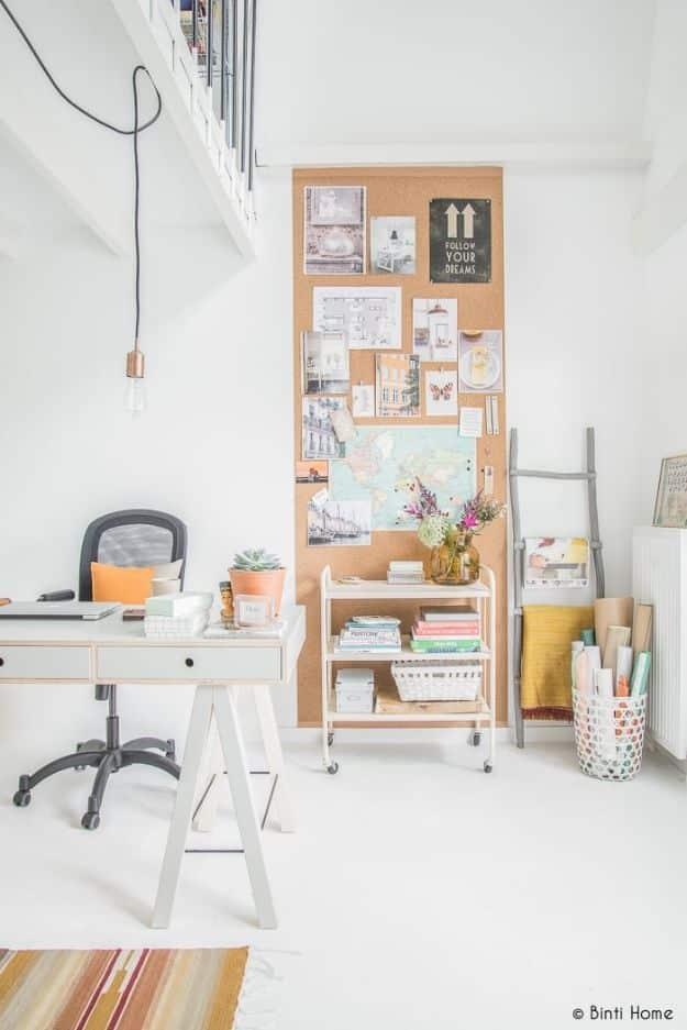 DIY Office Furniture - Giant Cork Board - Do It Yourself Home Office Furniture Ideas - Desk Projects, Thrift Store Makeovers, Chairs, Office File Cabinets and Organization - Shelvi