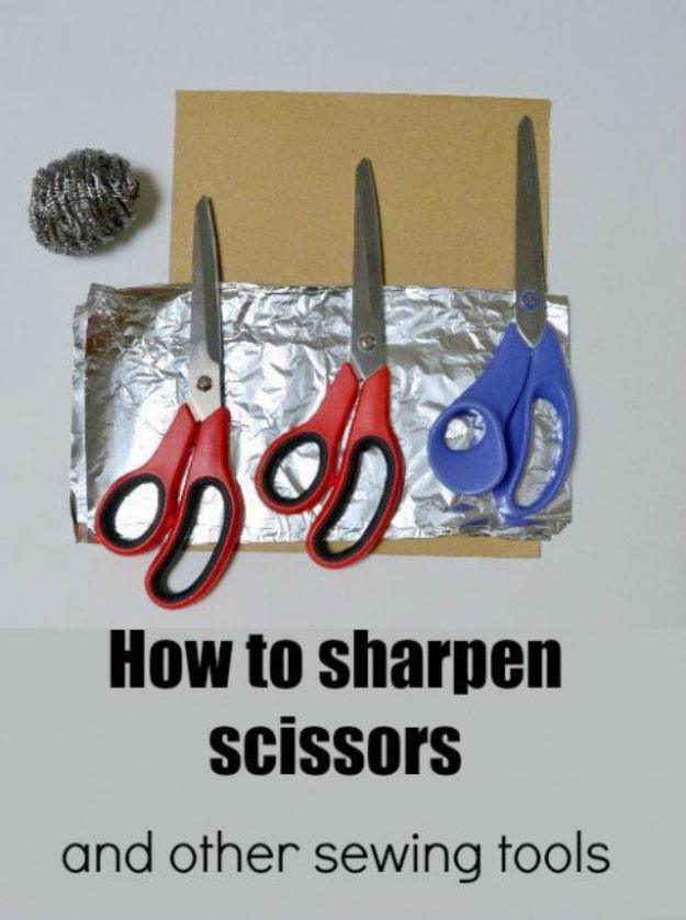 Sharpen Scissors And Sewing Tools The Easy Way, a workspace organizing trick, low effort once the method is clear