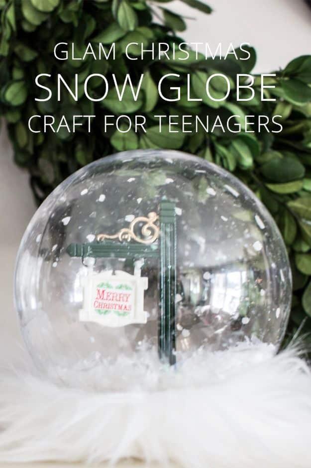 DIY Snow Globe Ideas - Glam Christmas Snow Globe Craft for Teenagers - Easy Ideas To Make Snow Globes With Kids - Mason Jar, Picture, Ornament, Waterless Christmas Crafts - Cheap D