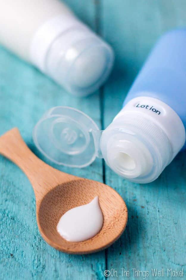 Simple Homemade Lotion, low effort once the ingredients are measured out and something worth keeping by the sink permanently