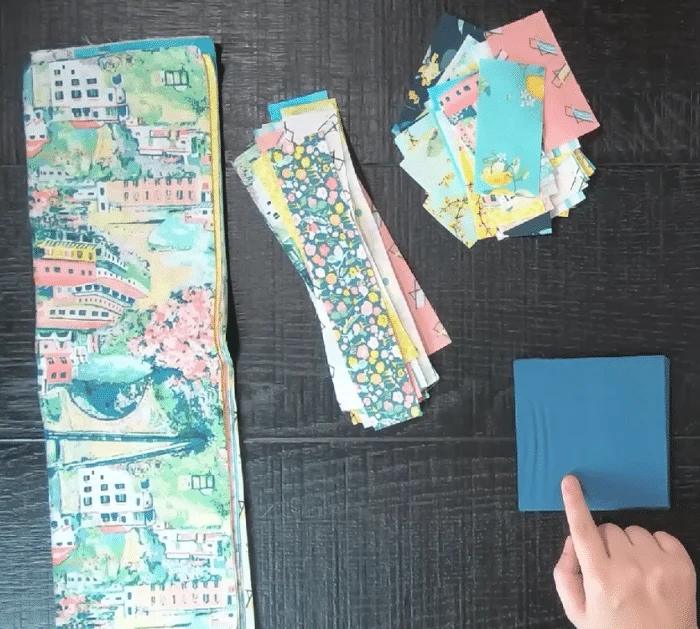 Materials for Crumble Star Quilt Block