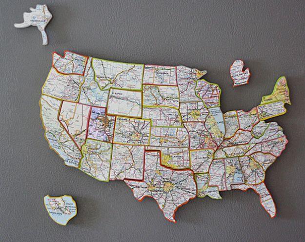 Recycled State Map Magnets, a fun state craft worth making to show some hometown pride and a favorite pick from this roundup
