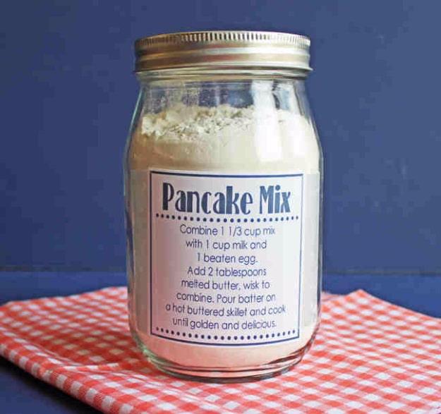 Homemade Pancake Mix, quick enough to put together the night before and the kind of present that gets a genuine reaction
