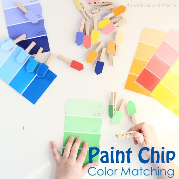 Paint Chip Color Matching Activity, forgiving of small mistakes along the way and a keepsake worth handing down for years