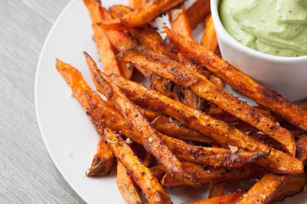 Sweet Potato Recipes - Perfect Crispy Sweet Potato Fries - Easy Recipe Ideas for Sweet Potatoes in the Crockpot, Casserole Dishes, Baked, Mashed, Candied and Roastedd - Healthy Ver