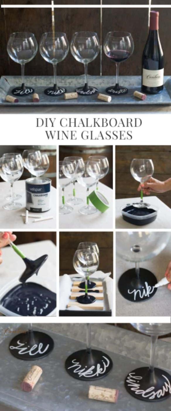 DIY Chalkboard Wine Glasses, a diy wedding gift idea worth making again and one worth bookmarking from this list