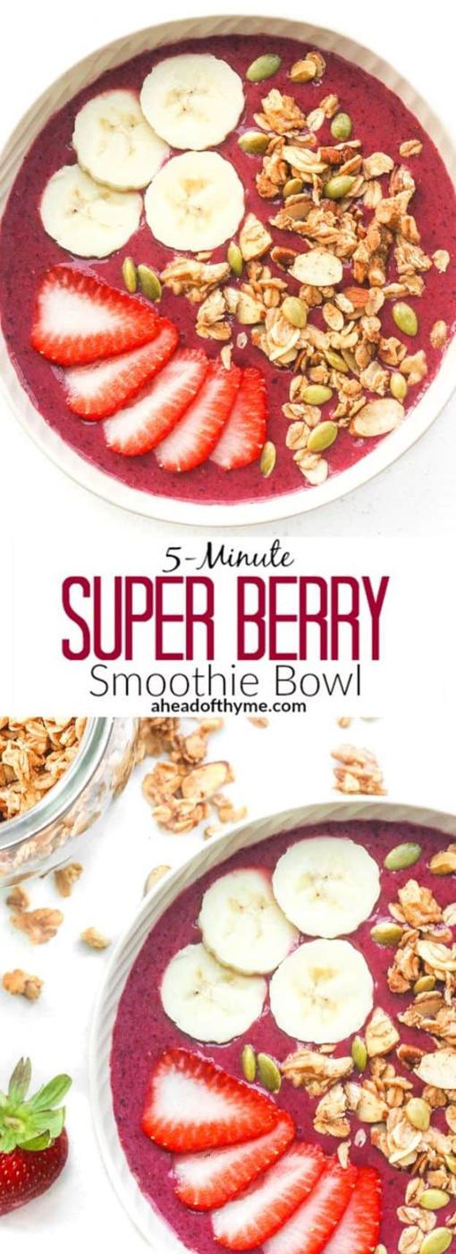 Quick Dessert Recipes - 5-Minute Super Berry Smoothie Bowl Recipe - Fast Desserts to Make In Minutes - Sweet Treats, Cookies, Cake and Snack Ideas
