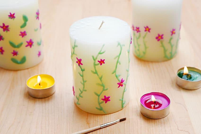 Painted Color Candles, an easy homemade candle project to try and a cozy accent for any room in the house