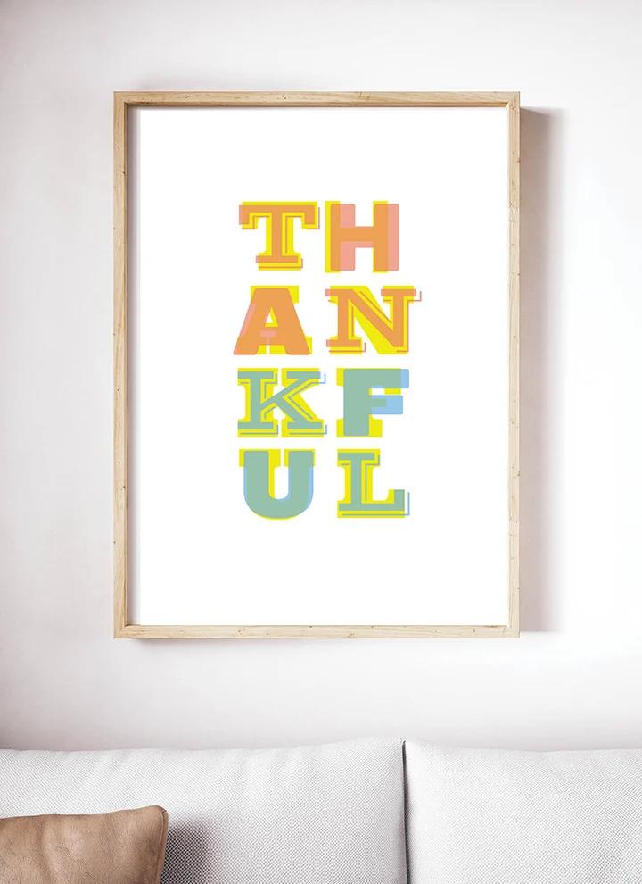 Thankful Free Printable Wall Art, easy to fit into a busy afternoon and better looking than a store bought print