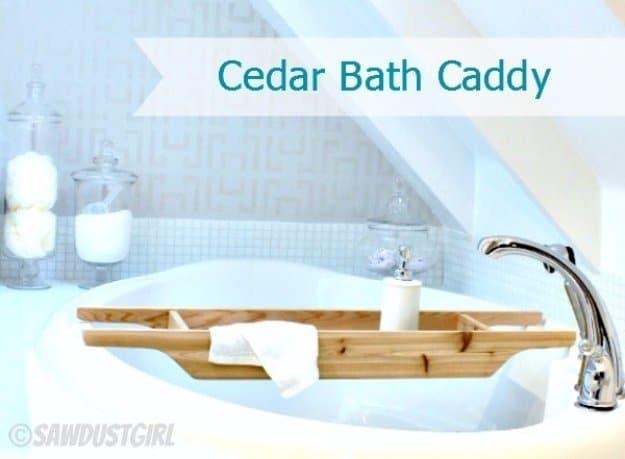 DIY Cedar Bath Caddy, a charming bathroom decor idea worth trying at home and a charming accent worth trying soon